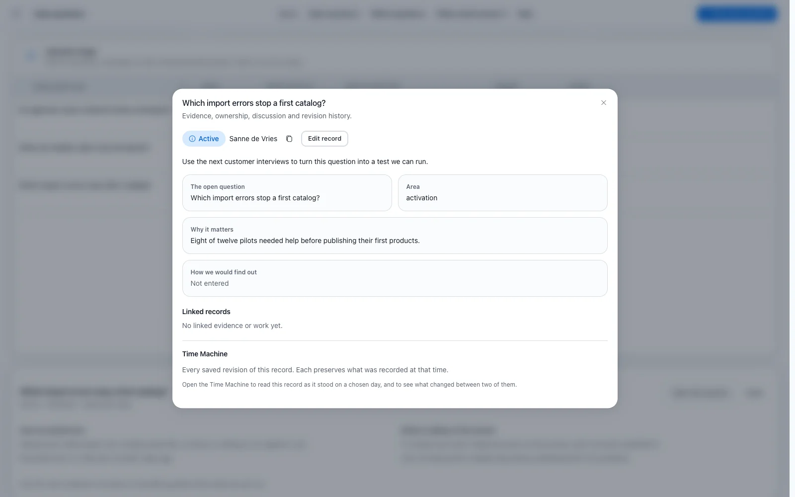 An open question with its area and why it matters